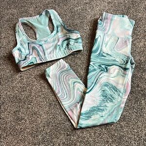 Old Navy Kids PowerPress Activewear Set - Teal and Purple Swirl